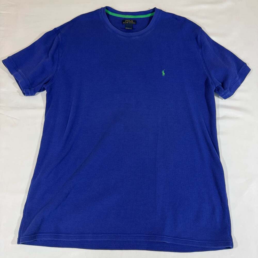 Polo Ralph Lauren Blue Short Sleeve Waffle Knit Thermal T-Shirt